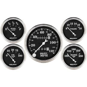 Auto Meter 1708 Old TYME Black Street Rod Kit