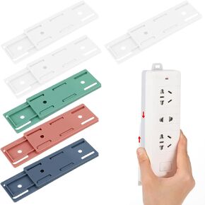 Giantree 6 Pack Self Adhesive Power Strip Holder, Power Strip Holder Desktop Mobile Punch Free Socket Holder, Desktop Socket Fixer for Kitchen Home Office and Cable Management(White)