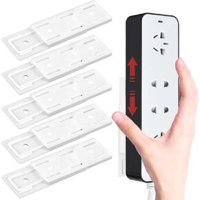 6 Pack Power Strip Holder,Self-Adhesive Socket Sliding Mounts Wall Mount Power Strip Punch No Punching Sliding Design Desktop Socket Fixer Plug-in Socket Fixer Bracket Stand for Kitchen Home Office