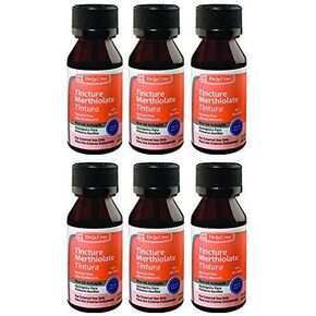 De La Cruz Merthiolate Tincture Antiseptic - First Aid for Minor Cuts, Scrapes and Burns - Mercury-Free Formula Safe for The Entire Family (6 Bottles)