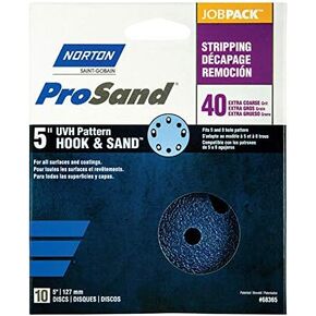 Norton 1918572 ProSand 5 in. Zirconia Alumina Hook & Loop 5 & 8 Hole UVH Stripping Disc44; 40 Grit Extra Coarse - Pack of 1010