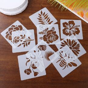 36 Sheets Flower Stencils for Painting on Wood, Sunflower Butterflies Bird Leaf Stencils Templates for Painting, Reusable Plastic Stencils for Painting(5 x 5 Inch)