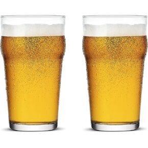 Pint Glasses,20oz British Beer Glass,Classics Craft Beer Glasses,Premium Beer Glasses Tumbler Set of 4, Pub Beer Glasses,Unique Design Beer Glasses Easy Stacking in The Cupboard