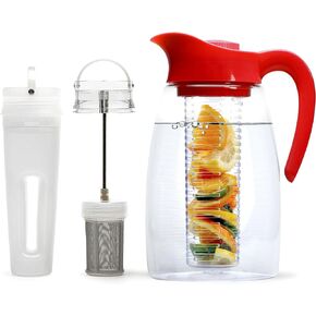 Primula Flavor-It Beverage System, Includes Large Capacity Fruit Infuser Core, Tea Infuser Core, and Chill Core, Dishwasher Safe Pitcher, 2.9-Quart, Black