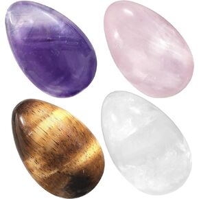 TUMBEELLUWA 4pcs Reiki Crystal Stone Eggs Kit Polished Natural Palm Pocket Stones for Stress Removing, Sodalite