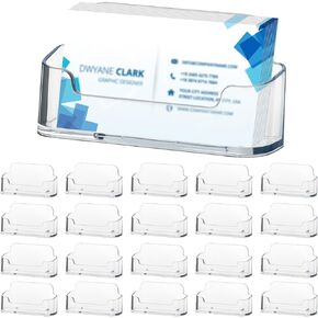 OTYMIOW 20 Pack Acrylic Business Card Holder for Desk, Clear Plastic Desk Business Card Display, Card Holder Stand, Business Card Holder Display, Business Card Stand, Fits 30-50 Business Cards