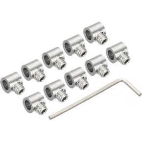 PATIKIL 3.3mm Hole Wire Rope Clips Set, 10 Pcs Steel Single Holes Lock Cable Clamps Clip with M4x0.7 Hexagon Screws Spanner for Cable DIY Fittings, Silver