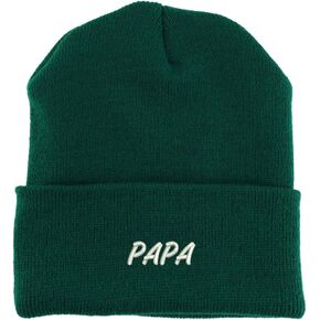 Trendy Apparel Shop Papa Embroidered Made in USA Cuff Folded Acylic Knit Winter Beanie Hat