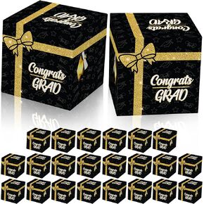 KatchOn, Glitter Graduation Candy Boxes - Huge, Pack of 25 | Black and Gold Congrats Grad Graduation Party Favors for Kids | Graduation Gift Box for Guests | Graduation Decorations Class of 2024