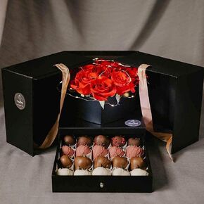 UNIKPACKAGING Premium Quality Large Square Surprise Flower Box, Gift Boxes for Luxury Flower and Gift Arrangements, Multi Colors (Black)