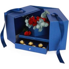 UNIKPACKAGING Premium Quality Large Square Surprise Flower Box, Gift Boxes for Luxury Flower and Gift Arrangements, Multi Colors (Black)