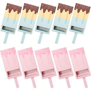 Okllen 60 Pack Bulk 3D Popsicle Shape Gift Boxes, Ice Cream Folding Paper Party Favor Box, DIY Mini Goody Boxes for Birthday Wedding, Pink and Blue