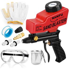 NANPU Air Sand Blaster Gun with Gravity Feed - Ceramic Nozzle, Metal Body | for Paint, Rust Removal, and Glass Etching | Versatile for Aluminum, Sand, Walnut Shells, and Soda Blasting Applications