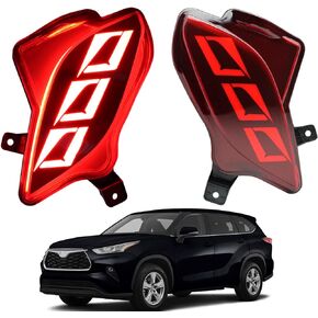 2PCs LED Front Bumper Fog Lights Compatible with 2020-2023 Toyota Highlander White DRL Amber Dynamic Turn Signal Lamps