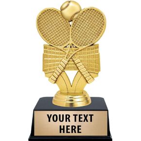 Crown Awards Tennis Trophies with Custom Engraving, 6" Personalized Tennis Racquets Trophy On Black Base Prime