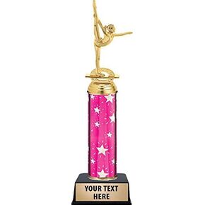 Crown Awards Gymnastics LegHold Female Trophies, Personalized Pink Gymnastics LegHold Female Trophy, Engraving Included Prime