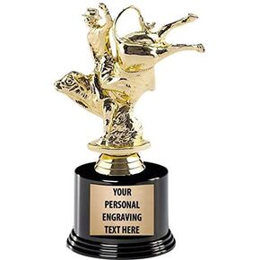 Crown Awards Rodeo Trophies with Custom Engraving, 7.25" Personalized Bull Rider Male Trophy On Deluxe Round Base Prime
