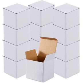 Cardboard Boxes,25 Pieces White Cardboard Boxes Kraft Corrugated Small Mailing Boxes Christmas Gift Boxes,White Kraft Paper Present Packaging Box with Lids (4x4x4 Inch)