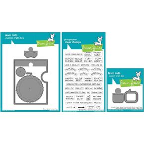Lawn Fawn - Interactive Reveal Wheel Bundle - Wheel, Sentiments & Speech Bubble Add-on - Stamp and Die Sets - 3 Items