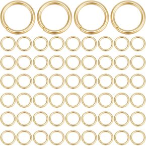 Beebeecraft 1 Box 300Pcs Open Jump Rings 24K Gold Plated Stainless Steel Single Loop Jump Ring Round Connector Rings for Bracelet Necklace Jewellery Making 8mm