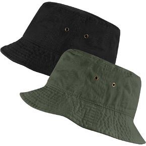 2 Pack Womens Daily Cotton Bucket Hat Summer Outdoor UV Protection Packable Sun Hat Beach Travel Vacation Getaway Headwear