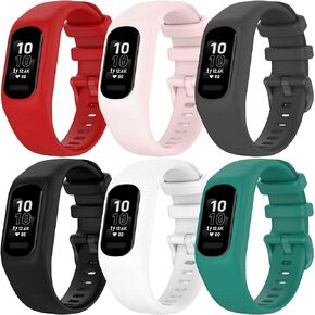FitTurn متوافق مع جهاز تتبع اللياقة البدنية Garmin Vivosmart 5، حزام من قطعة واحدة مقاسين - صغير وكبير للجنسين، بديل من السيليكون المطاطي الملون، إكسسوارات أربطة رياضية قابلة للتعديل لـ Vivosmart 5