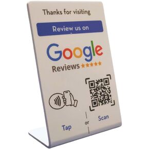 Review Us Stand Table - Tap NFC & QR code - Get Customer Feedback - iPhone & Android - No Subscription