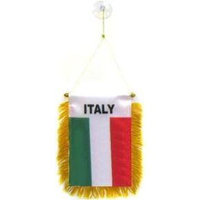 AZ FLAG Italy Mini Banner 6'' x 4'' - Italian Pennant 15 x 10 cm - Mini Banners 4x6 inch Suction Cup Hanger
