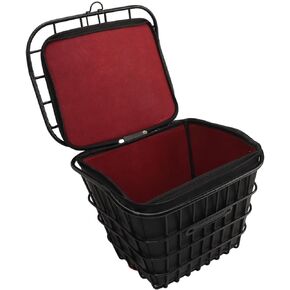 Metal Bike Front Basket, Folding Electric Bike Basket with Waterproof Inner Bag, Universal Hanging Bicycle Basket for Groceries, Pet Carrier, Sports, and Commuting