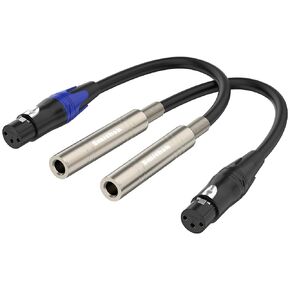 2 Pack XLR to 1/4 Cable,Balanced XLR Female to 1/4 inch 6.35mm Female Stereo Audio Adapter,3 Pin Female XLR to Quarter inch TRS Connector Converter Interconnect Cable - 1 Feet (30 cm) Black