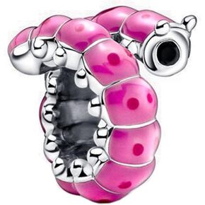 Cute Curled Caterpillar Charm Fit Women Bracelet Necklaces Fashion Gifts 925 Sterling Silver DIY Jewelry