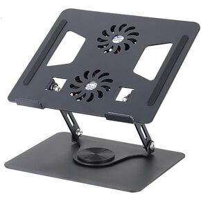 Aluminum Rotating Laptop Stand 360 with Cooling Fans,Riser Holder Notebook Stand Compatible with Air, Pro, Dell, HP, Lenovo More 11-17''