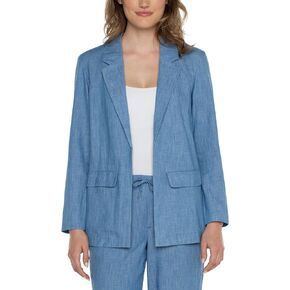 Liverpool Women's Petite Chambray Boyfriend Blazer with Princess Darts