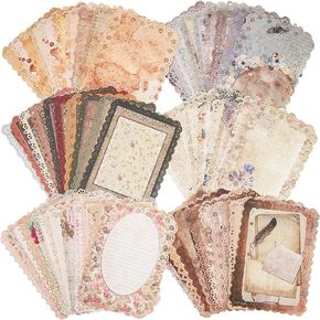60 Sheets Lace Edged Scrapbook Stationery Paper Assorted Set - 6 Pack Vintage Paper for Letter Writing Scrapbooking Embellishments Planner Bullet Junk Journal Supplies Collage Background 4.9x6.9 Inch