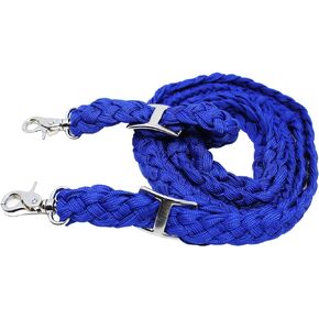 Challenger Roping Knotted Horse Tack Western Barrel Reins Nylon Braided Blue 60720
