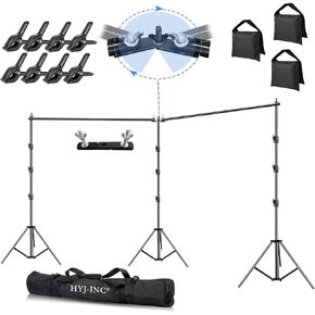 Photo Video Studio 20ft (Wide) x 10ft (Tall) Heavy Duty Adjustable Width & Length Photography Backdrop Stand Background Support System Kit with Spring Clamps, Sandbags, Carry Bag