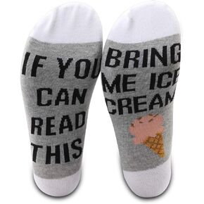 PXTIDY 2 Pairs Ice Cream Socks Ice Cream Lover Gift If You Can Read This Bring Me Ice Cream Novelty Socks Love Desserts Gifts