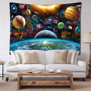 FEASRT Space Tapestry Galaxy Universe Planets Tapestry Solar System Tapestry Wall Hanging Tapestries for Bedroom Living Room Apartment Dorm Decorations 60x40 Inches GTZYAY514