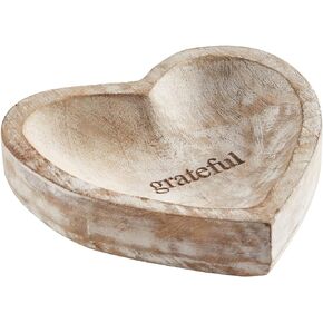 47th & Main Faithworks-Heart-Shaped Mango Wood Trinket Tray, 6 x 6-Inch, Faith