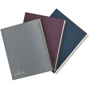 Left Handed Spiral Notebooks College Ruled [3 Pack, 100 Sheets] | 9"x11" | Thick Paper, Gold Spiral Binding, Waterproof Notebook | Trendy and Stylish for Adults, Teens, and Pre-Teens | Single Subject Spiral Notebook | Campus Notebooks
