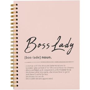 Tizzer Boss Lady Definition Pink Lined Hardcover College Ruled Spiral Notebook Journal for Work Notes Journaling 5.5×8.3 Inch,Best Boss Lady Gifts,Boss Lady Appreciation Gifts