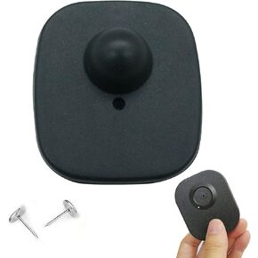 Hard Clothing EAS Security Tags, 100 Pcs Mini Retail Security Tag with 100 Pins, Tag Compatible with RF 8.2Mhz Frequency for Clothes Shoes Bags (1.6X1.8 inch)