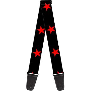 Buckle-Down Guitar Strap Star Black Red 2 Inches Wide