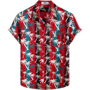 VATPAVE Mens Floral Hawaiian Shirt Casual Button Down Short Sleeve Aloha Beach Shirts