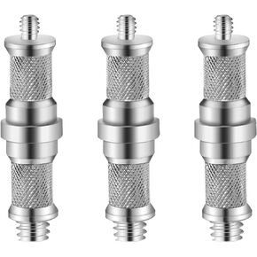 Wellmaking 3 Pieces Standard Knurled 1/4 to 3/8 inch Metal Male Convertor Threaded Screw Adapter Spigot Stud for Light Stand, Hot Shoe/Cold Shoe Adapter, Ball Head, Wireless Flash Receiver, Trigger