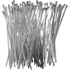 100pcs Heavy Duty 304 Stainless Steel Cable Ties Wrap Coated Self Locking Metal Zip Ties (Stainless Steel, 3.94 inch)