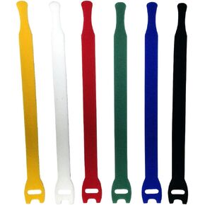 8" Hook & Loop Fastener Cable Ties - 5 Pieces - Color: Black