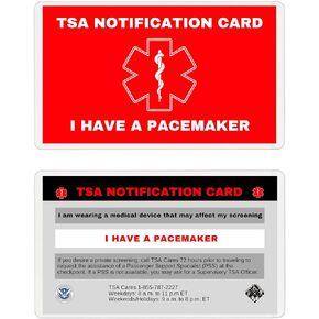 TSA Notification Card for PACEMAKER wearers - Wallet Version Quantity (1)