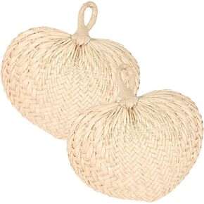 Beistle 2 Piece 11" Natural Raffia Hand Held Fans for Luau Theme Hawaiian Party Supplies, Tropical Bachelorette Favors, Destination Beach Wedding Decorations