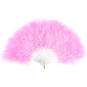 AUEAR, White Vintage Feather Fan with Headband Folding Fans Potrable Small Hand Rave Fans for 20s Costume Party Dance Decorations
